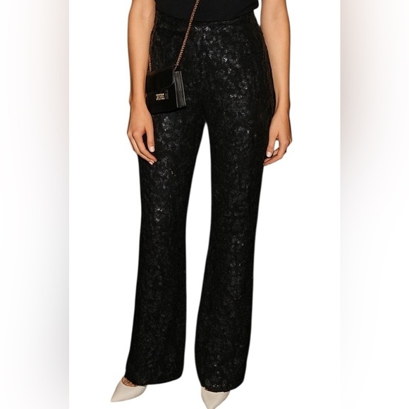 Betsey Johnson Pants - (sold)Vintage lace Betsey Johnson floral flare metallic pants party glam holiday
